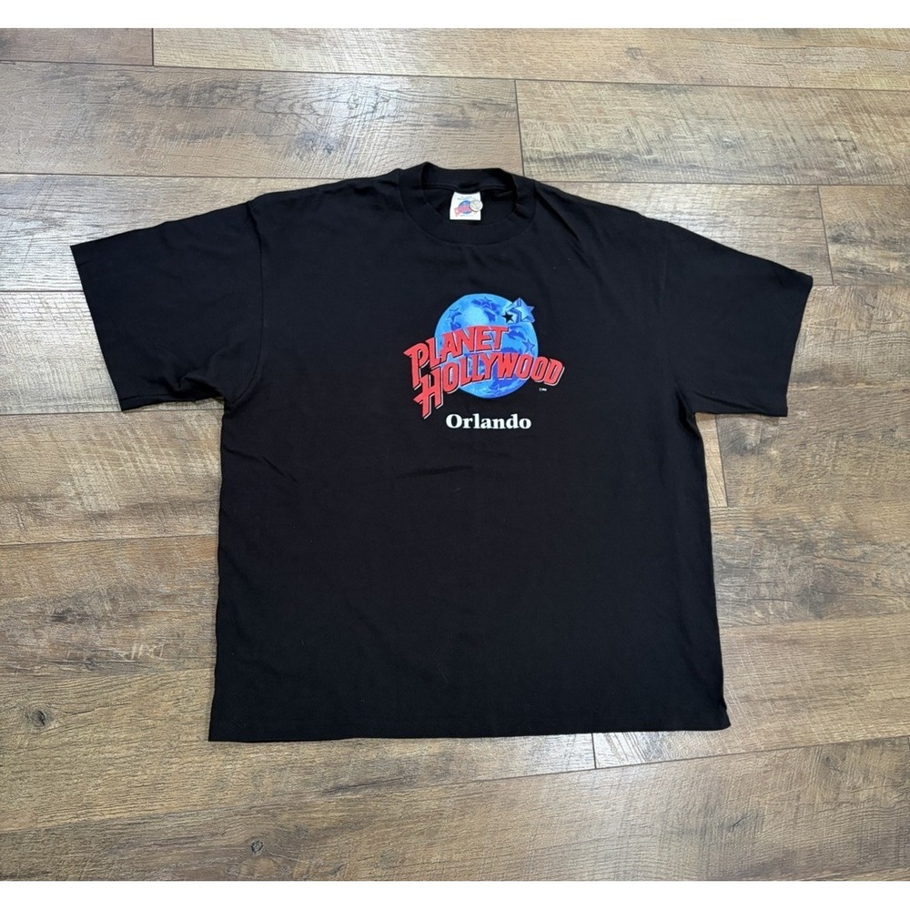 Vintage 90s Planet Hollywood Orlando, Florida Graphic‎ Tee Black XXL Made In USA